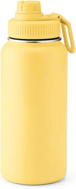 Garrafa Térmica Aço Inox 1 Litro – Duplo Isolamento a Vácuo, Mantém a temperatura por 12h (Amarela)