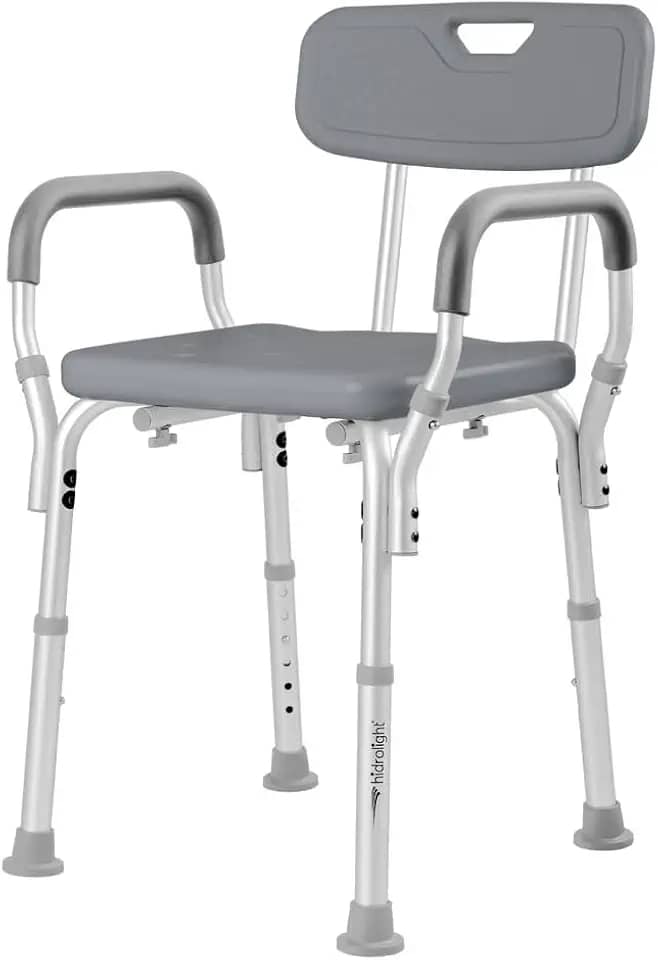 Banco Cadeira para Banho com Encosto e Apoio de Braços até 130kg Hidrolight