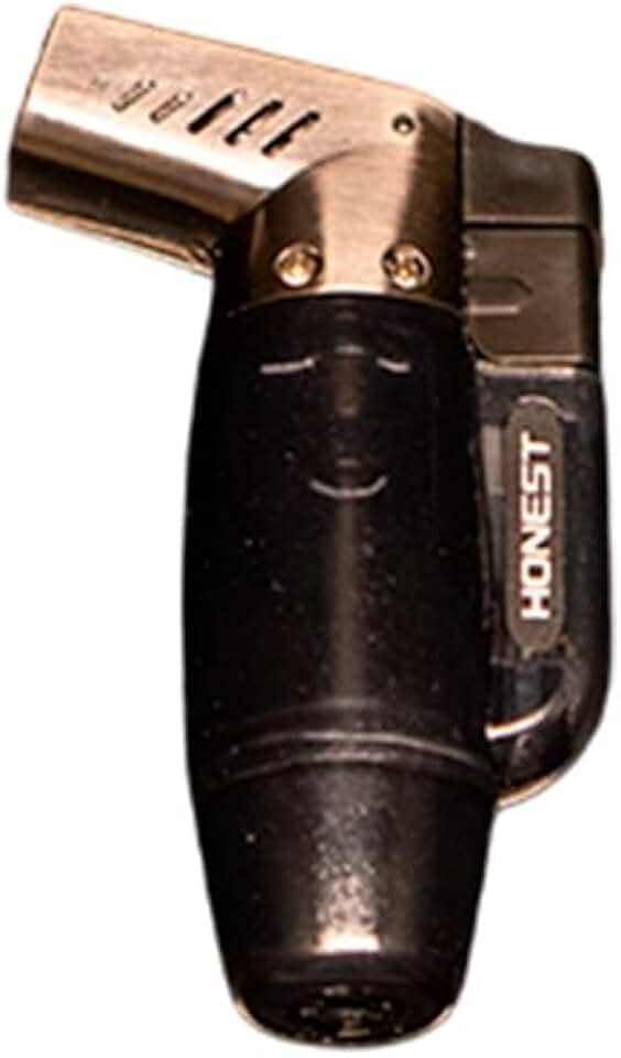 Maçarico Dupla Chama, Isqueiro Profissional Recarregável com Regulagem de Intensidade, Preto, Sistema Eletrônico, Gás Butano