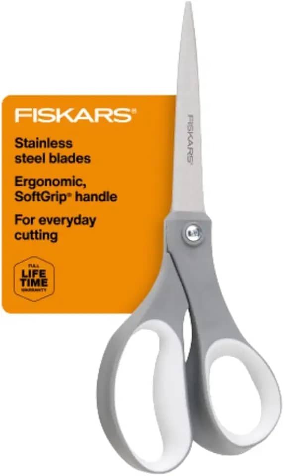Tesoura multiuso Fiskars Softgrip, aço inoxidável, 20 cm, cinza