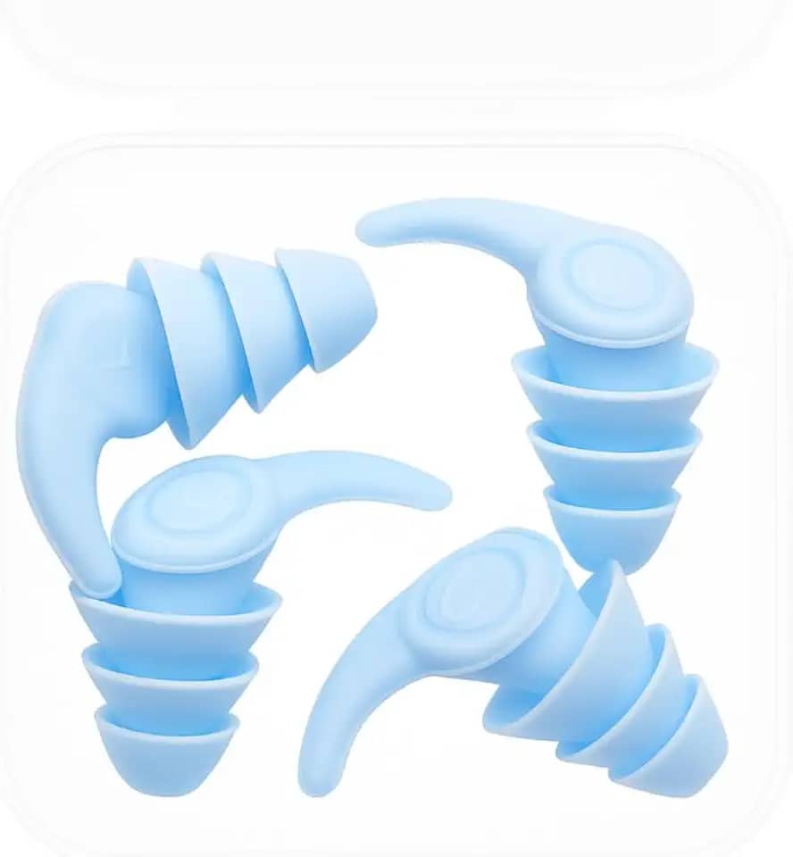 2 Pares Tampão De Ouvido Protetor Auricular Antirruído de Silicone AZUL Barulho Dormir Natação Reutilizável Confortável