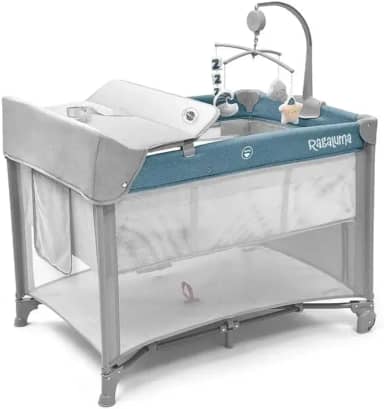 Berço Portátil SleepGuard Dobrável para Recém Nascidos e Bebês com Estrutura Segura e Confortável (Azul)