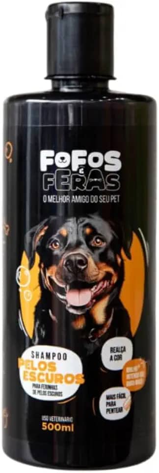 Fofos & Feras Shampoo para Pelos Escuros 500ml Para Cães e Gatos - Pelos macios e brilhosos
