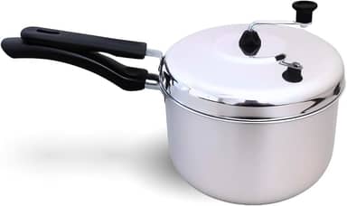 Pipoqueira de Alumínio Premium, 20cm, 3.7L com Manivela Superior, Tampa Articulada para Fogão, Alças Resistentes ao Calor, Preparo para 4 Pessoas