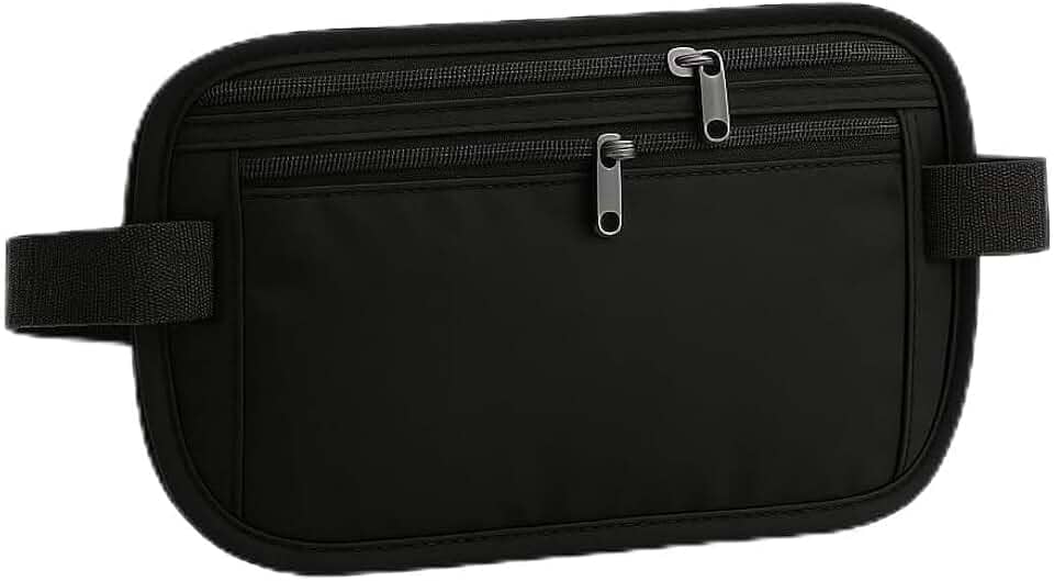 Pochete Doleira, Porta Dinheiro Notas Viagem Internacional Anti Roubo Invisível Segura Imperméavel Para Celular Cartão Chaves (Preto)