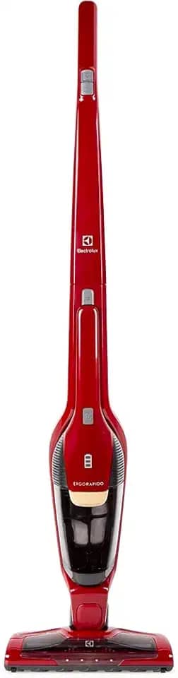 Aspirador de Pó Vertical Electrolux Ergorapido 2 em 1 Vermelho Luz LED (ERG23N) - até 30 min Filtro HEPA Função BrushRollClean 420ml - Bivolt