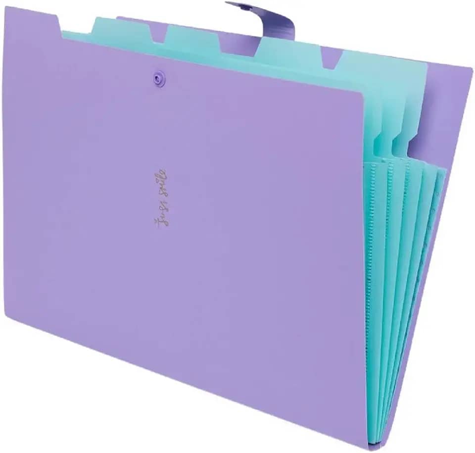 Pasta Sanfonada Plastica A4 5 Divisoes Lilas Pastel 111129