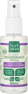 Desodorante Spray Natural e Vegano com Óleos Essenciais de Melaleuca e Lavanda, 24 horas de proteção, Sem Alumínio, Sem Parabenos, Sem Triclosan, Boni Natural, 120ml