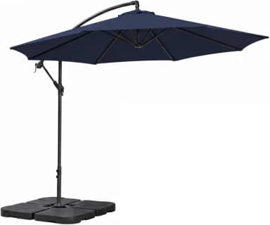 Kit Ombrelone Lateral Suspenso 3m Kauai + Base 60 Litros Quadrada Piscina Jardim