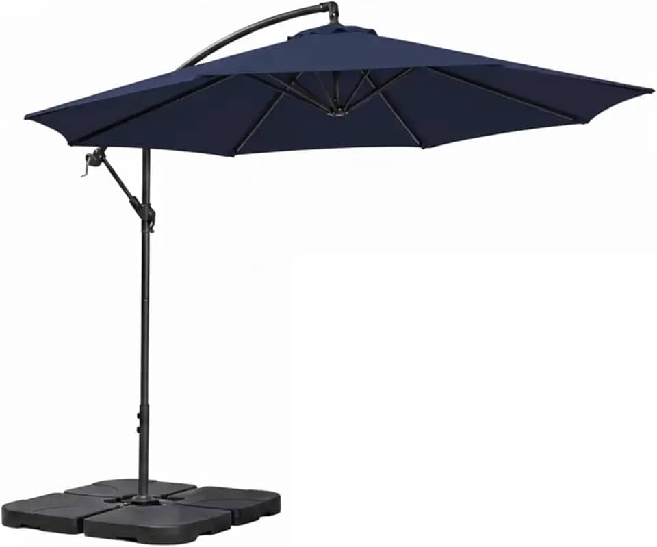 Kit Ombrelone Lateral Suspenso 3m Kauai + Base 60 Litros Quadrada Piscina Jardim