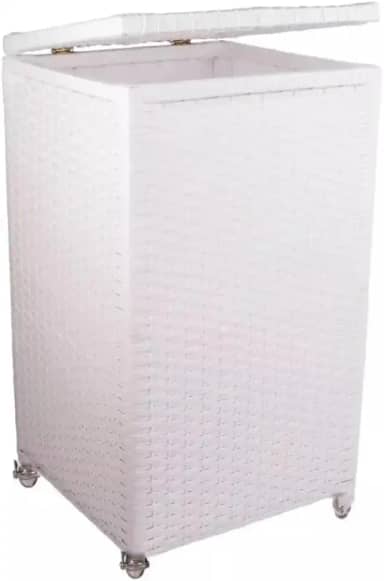 Cesto de Roupas 40x40x70 com Rodinhas 100 Litros Fibra Sintética (Branco)
