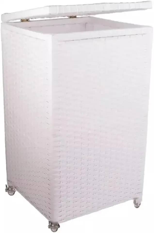 Cesto de Roupas 40x40x70 com Rodinhas 100 Litros Fibra Sintética (Branco)