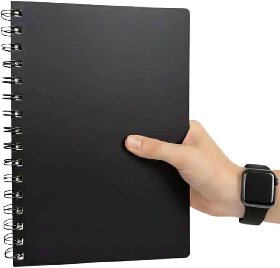 Caderneta Caderno de Anotacoes Pautada Capa Plastica Agenda 14,5x21cm Espiral Diária 80 Paginas (Preto) Capa Preta 80 Folhas , Agenda 2026 Diária | Planner Executivo Capa Preto | Caderno de Anotações Profissional A5 para Trabalho e Organização