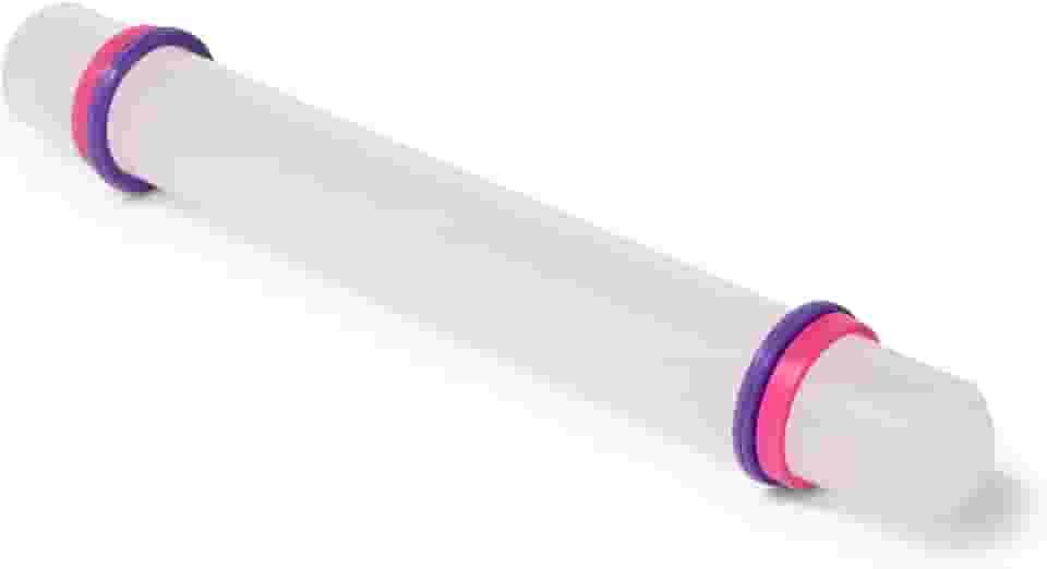 Ateco Rolo de massa para fondant #7512 com faixas de espessura ajustável, plástico antiaderente, 22 cm, branco