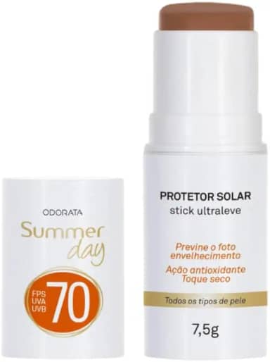 Odorata - Protetor Solar Stick com Cor Ultraleve FPS 70-7,5g (Pele Negra)