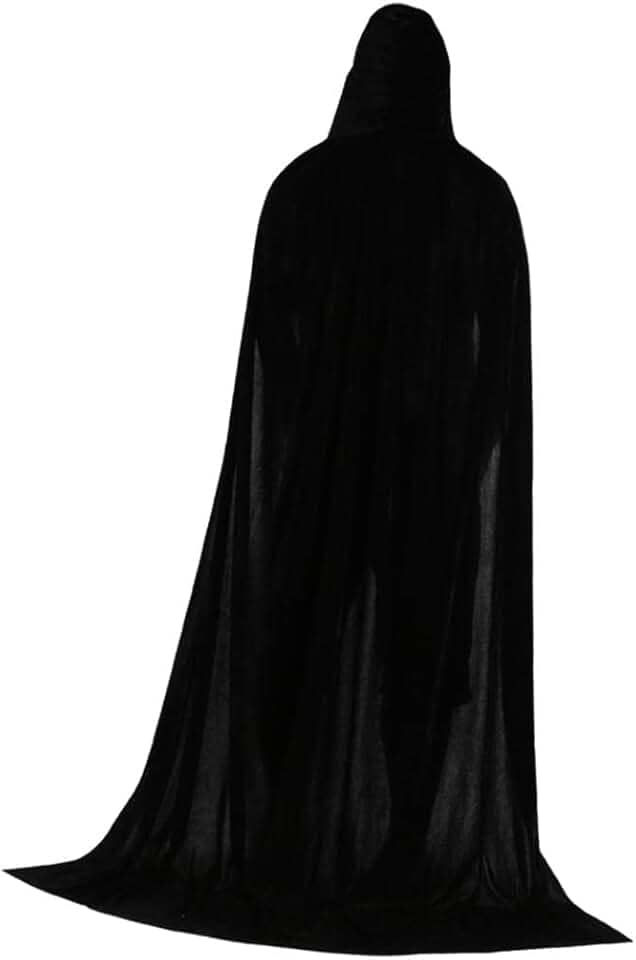 NC Yotijay Capa Com Capuz Steampunk Cosplay Medieval De Halloween Unissex De Veludo Fantasia De Bruxa Fantasia De Cosplay Para Homens E Mulheres Manto, 150Cm Preto