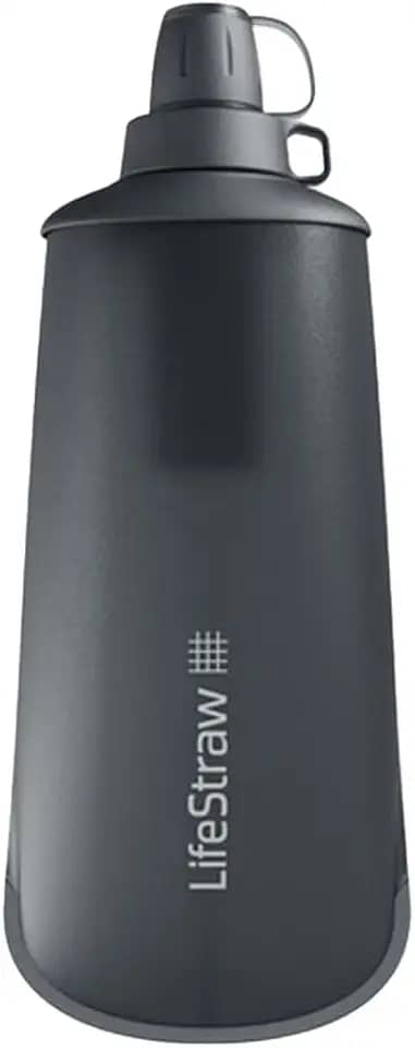 LifeStraw Peak Series – Sistema de filtro de água dobrável para garrafa de apertar – 650 ml para corrida em trilha, caminhadas, viagens, ciclismo e pesca, cinza escuro