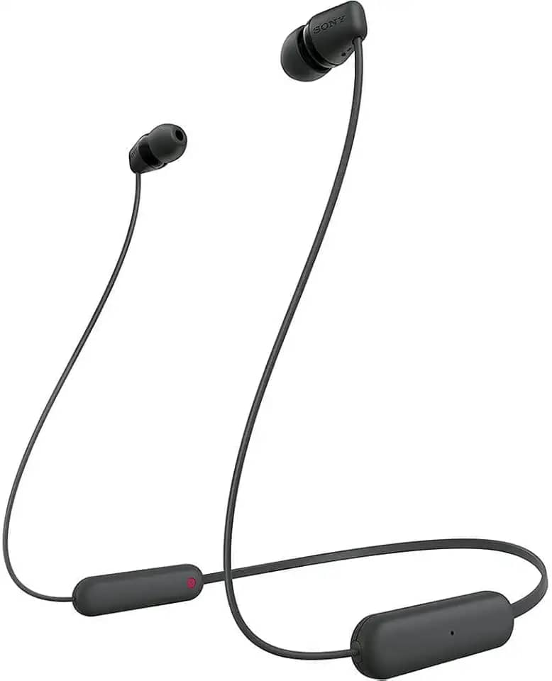 Sony Fones de ouvido intra-auriculares WI-C100 sem fio Bluetooth com microfone embutido, preto