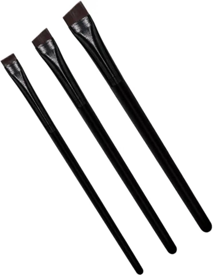 Kit 3 Pincéis Profissionais Chanfrados para Sobrancelha e Henna | Delineador Olhos | Pincel Preciso para Maquiagem | Ideal para Profissionais e Iniciantes - PJAT