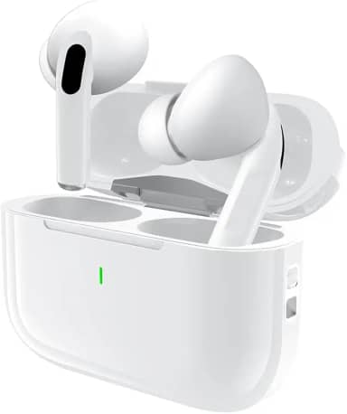 Fone De Ouvido Bluetooth Sem Fio 5.3 Compatível iPhone Android, Modo de Fone Ouvido único e Dois Com Microfone, 360 Estéreo Graves Potentes Para Trabalho Academia Corrida Musica Jogo e Game, Branco