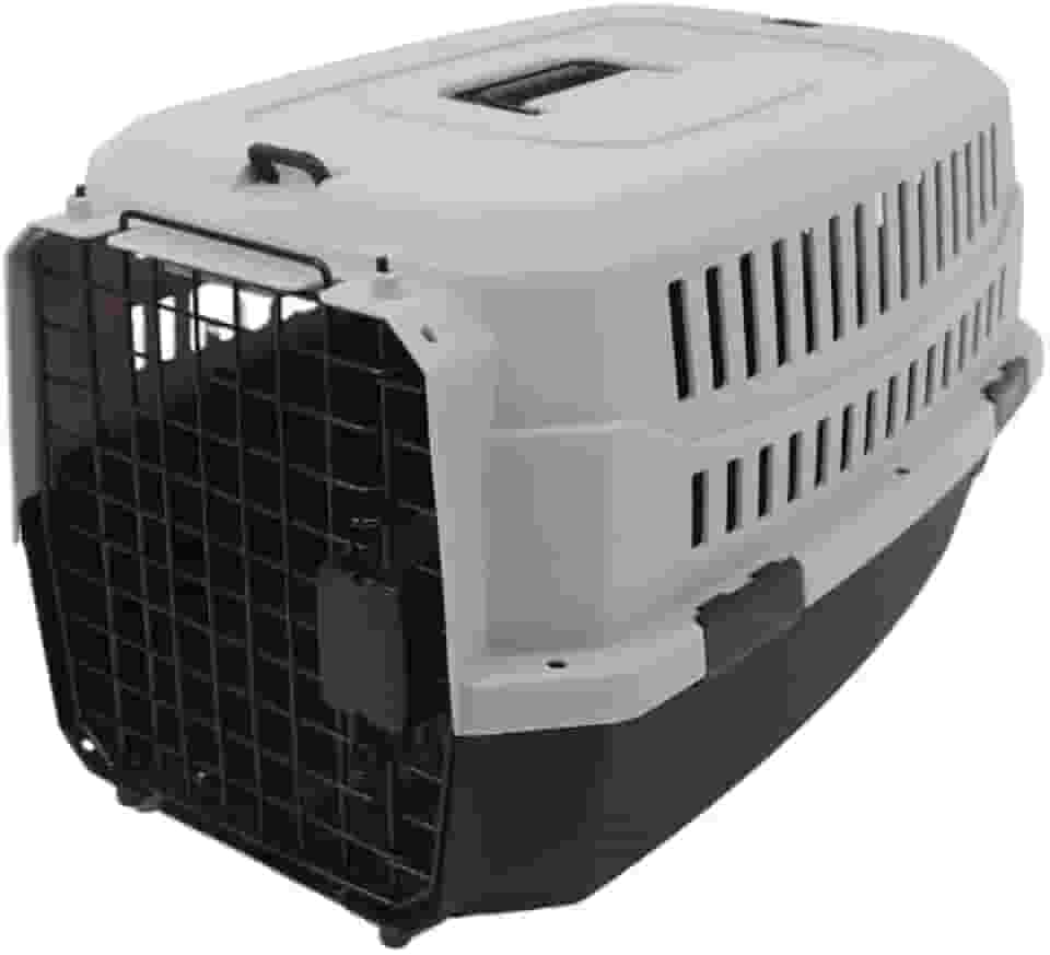 JAMBO PET | Caixa De Transporte Para Pets | Plástico E Metal | Grande | Cinza