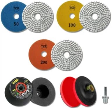 Kit Acabamento 45 Porcelanato 3 Lixas + 1 Suporte + 1 Rebolo