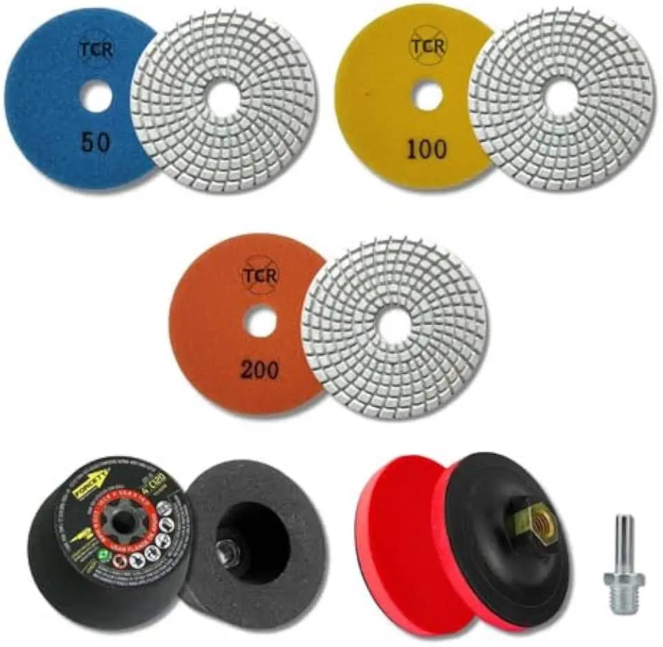 Kit Acabamento 45 Porcelanato 3 Lixas + 1 Suporte + 1 Rebolo