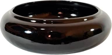 Vaso Ikebana Baixo Redondo Cerâmica Decor de Plantas Garden - Black