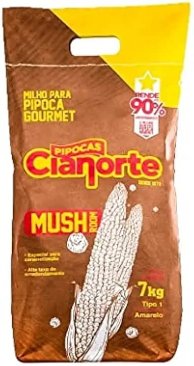 7kg Novo Milho Mushroom 90% Arredondamento Para Pipoca Gourmet Cianorte - Embalagem Original Lacrada