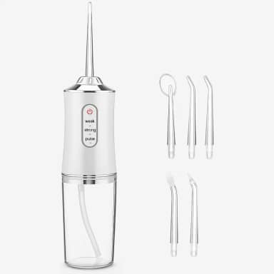 Irrigador Oral Elétrico Supersônico, 3 Modos, Tanque 220ML, Limpeza Profunda para Dentes e Gengiva - BRANCO - Premium