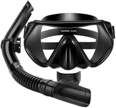 Kit de Mergulho Completo com Mascara e Snorkel Profissional Preto, Oculos de Mergulho