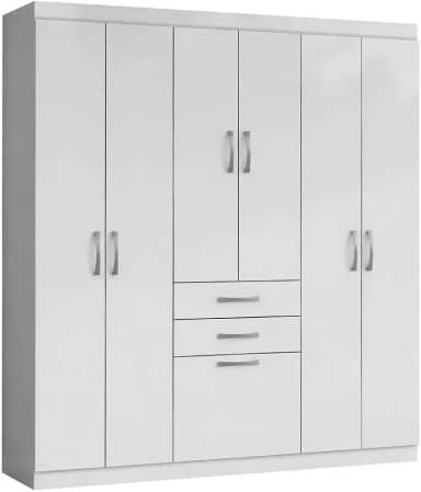 Guarda Roupas Casal 7 Portas 2 Gavetas Lisboa Aramóveis (BRANCO)