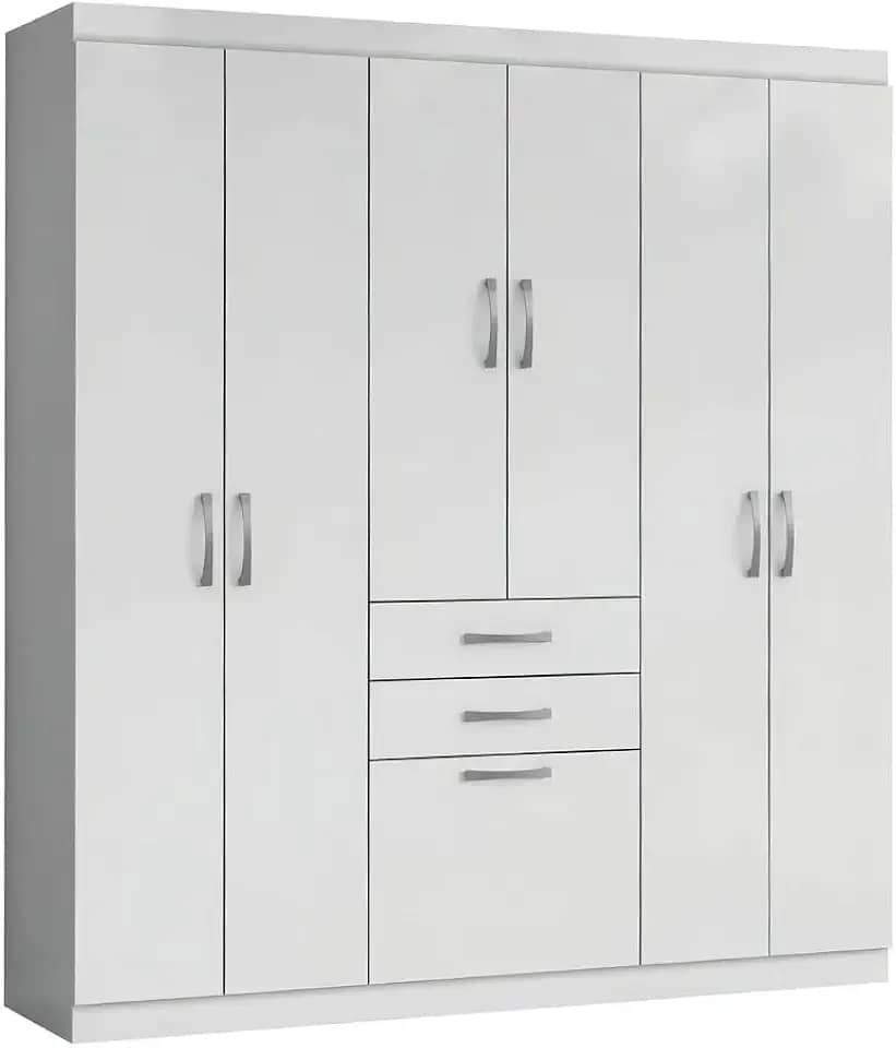 Guarda Roupas Casal 7 Portas 2 Gavetas Lisboa Aramóveis (BRANCO)