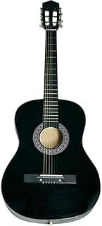 Violão Acústico Tradicional para Iniciantes, 6 Cordas de Aço, Preto, 38', Madeira Birch/Basswood