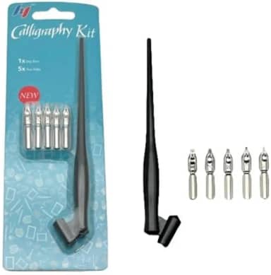 Kit Cabo Oblíquo Para Caligrafia Artística + 5 Bicos De Pena