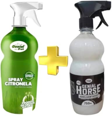 Kit Spray Repelente Citronela P/Cavalos E Boi + Abrilhantador De Crina - Profissional Genial Horse