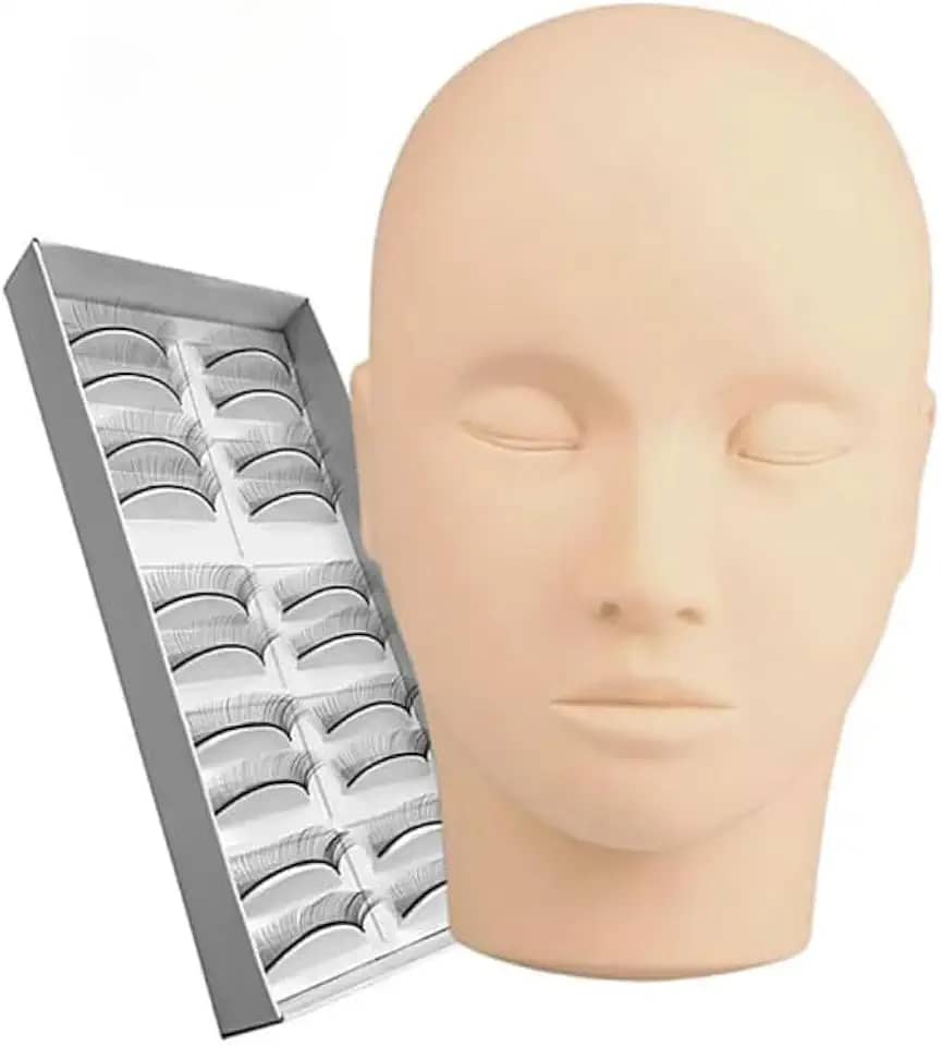 Extensão de Cilios, Kit Cabeça de Treino 5 Pares de CíLios Treino Extensão Fio