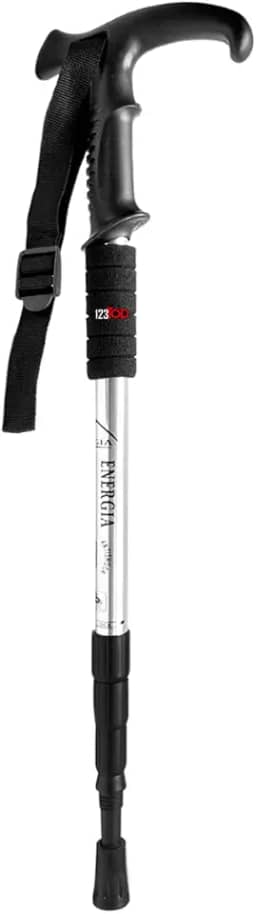 Bastão Bengala Cajado Retrátil Alumínio Caminhada Trekking Altura Regulável Prata