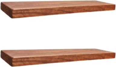 Kit 2 Prateleiras Madeira Maciça Pinus Com Suporte Invisível Estante Flutuante 60 cm