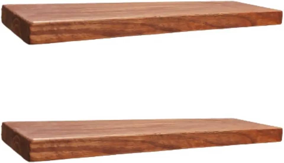 Kit 2 Prateleiras Madeira Maciça Pinus Com Suporte Invisível Estante Flutuante 60 cm