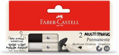 Marcador MultiMark Multisuperfície Permanente Faber-Castell - Preto e Branco, 1.0 - MM/ES102PBZF