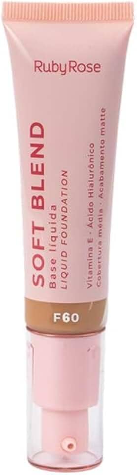 Base Líquida Soft Blend Ruby Rose Matte Média Cobertura Efeito Aveludado (F60, 30g)