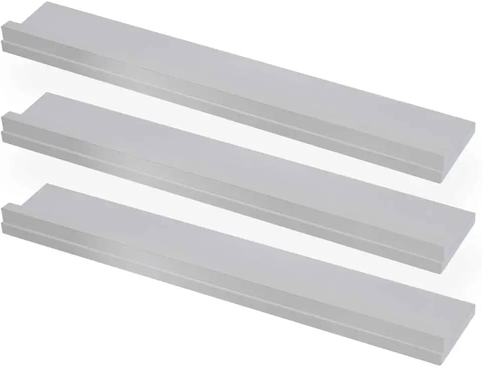 KIT 3 Prateleiras Quadros Fotos 60x10 Madeira MDF Brancas + Suporte Invisível