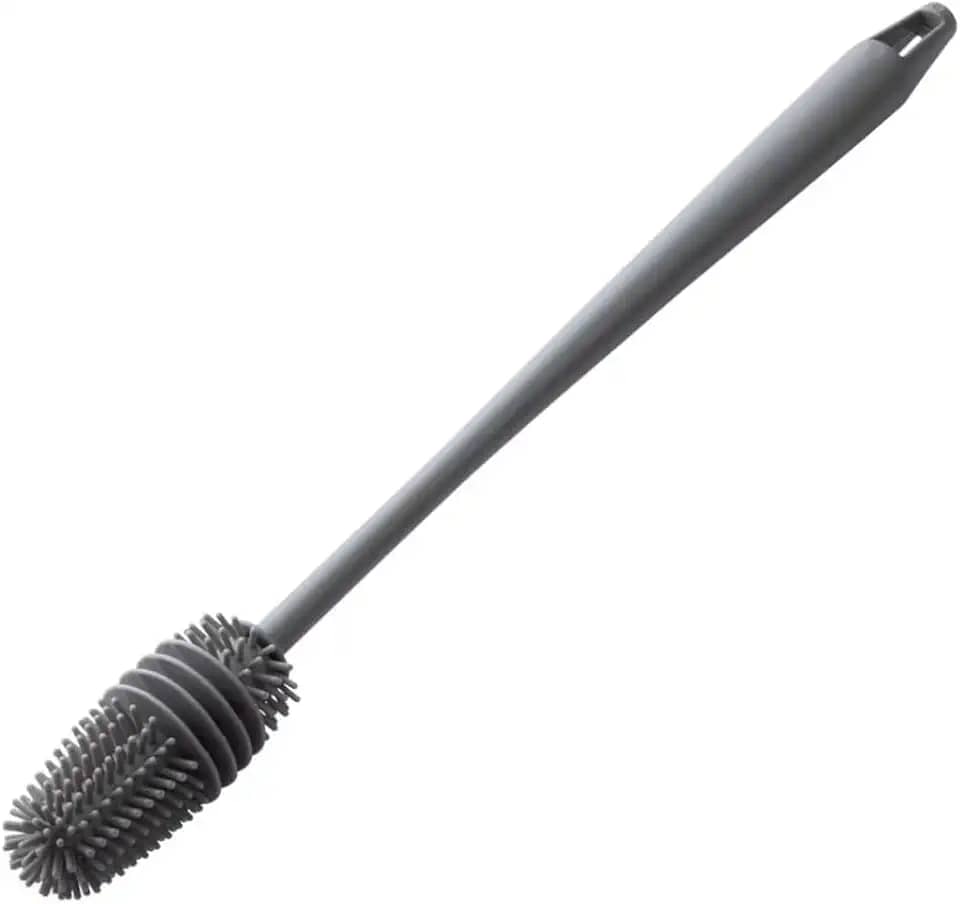 Escova de Limpeza em Silicone com Cabo Longo Anatômico – Para Garrafas, Mamadeiras, Copos, Potes e Taças