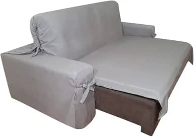 Capa p/Sofá Retrátil e Reclinável em Tecido Gorgurão - Veste Sofás de 2,36m até 2,65m Cor:Cinza