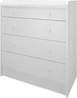 Cômoda com trocador infantil doce sonho 04 gavetas branca