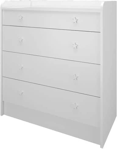 Cômoda com trocador infantil doce sonho 04 gavetas branca