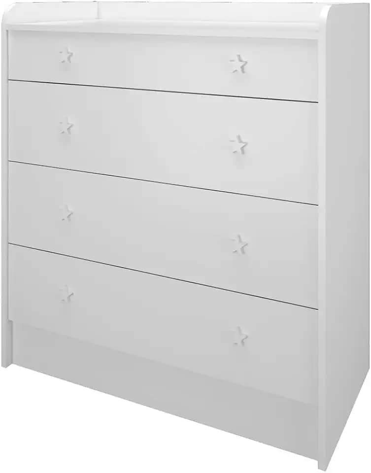 Cômoda com trocador infantil doce sonho 04 gavetas branca