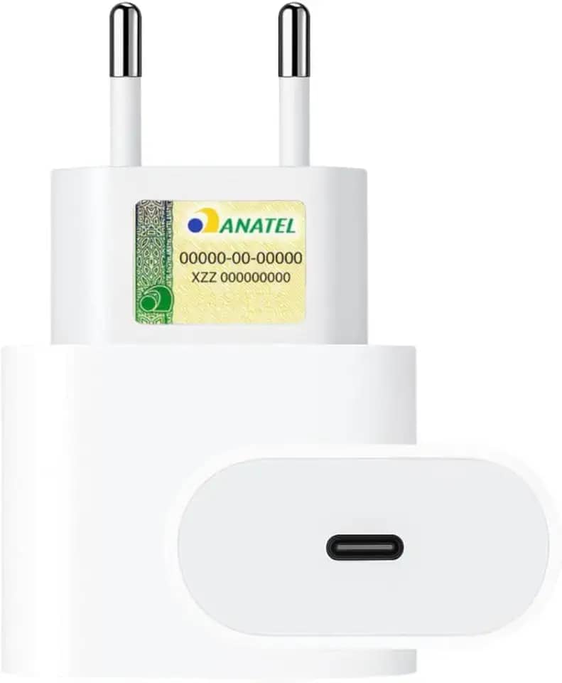 Fonte Carregador USB-C 20W Universal Tipo C Premium Compatível com iPhone, Samsung, IOS/Android Ultra Rápido Power Delivery