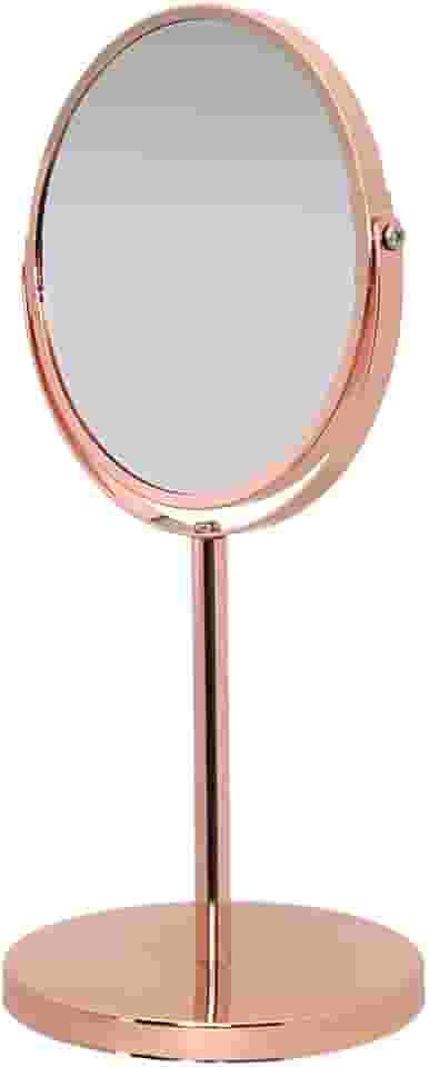 Mimo Style Espelho de Aumento com Base Cor Bronze, Dupla Face 360º Rotativo, Lado Normal e Outro Com Ampliação em 5X. Acabamento em Aço Inoxidável de Qualidade e Elegante